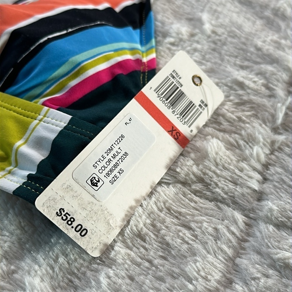 Anne Cole Women's Multi Color Colorblocked Stripe Tie Halter Swimsuit Top XS - Picture 6 of 13